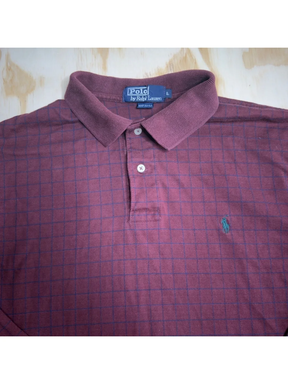 Vintage Polo by Ralph Lauren Long Sleeve Windowpane Checkered Polo Shirt Size L